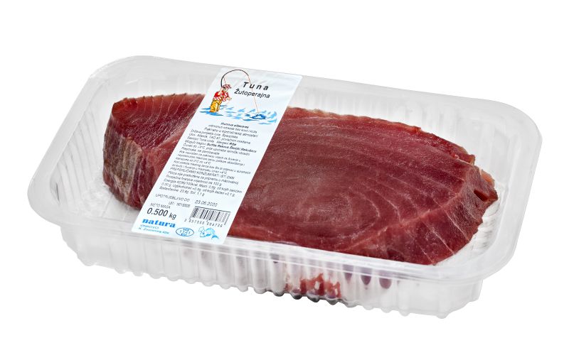 Yellowfin tuna 500gr (Thunnus albacares), Packed in a modified atmosphere